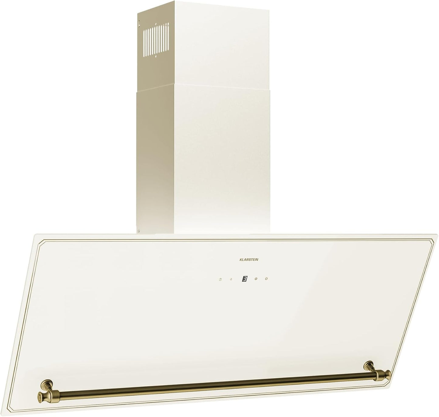 KLARSTEIN Victoria Hotte Aspirante - 90Cm Hotte Cuisine Angulaire, Débit D'Air 400 M³/H, Panneau Tactile LED, A++ Énergie, Silencieuse 52 DB, Crème & Or, Extraction & Recirculation