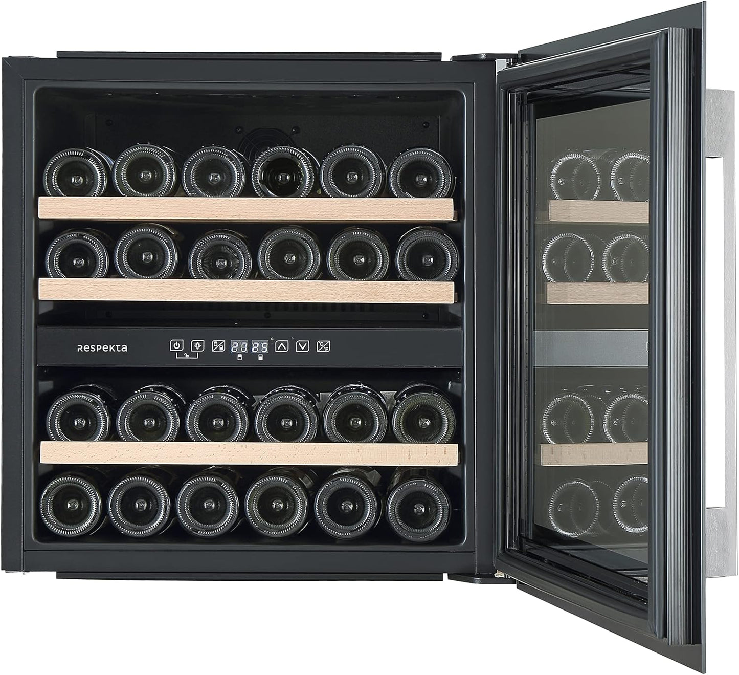 Respekta Cave À Vin Encastrable Pour 36 Bouteilles Standard / 85 L De Volume Utile / 2 Zones De Température, De 5 °C À 22 °C/Touch Control/Lampe Led/Max. 41 Db/Wkse 36-19