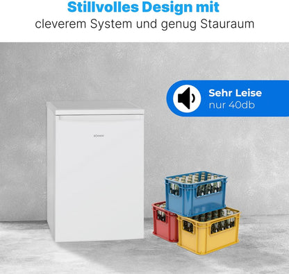 Bomann Réfrigérateur Avec Petit Congélateur 120L Blanc Ks2184-1-Blanc, Capacité Utile : 120 Litres, Réglage De La Température En Continu, Charnière De Porte À Droite, Interchangeable, Pieds Réglables