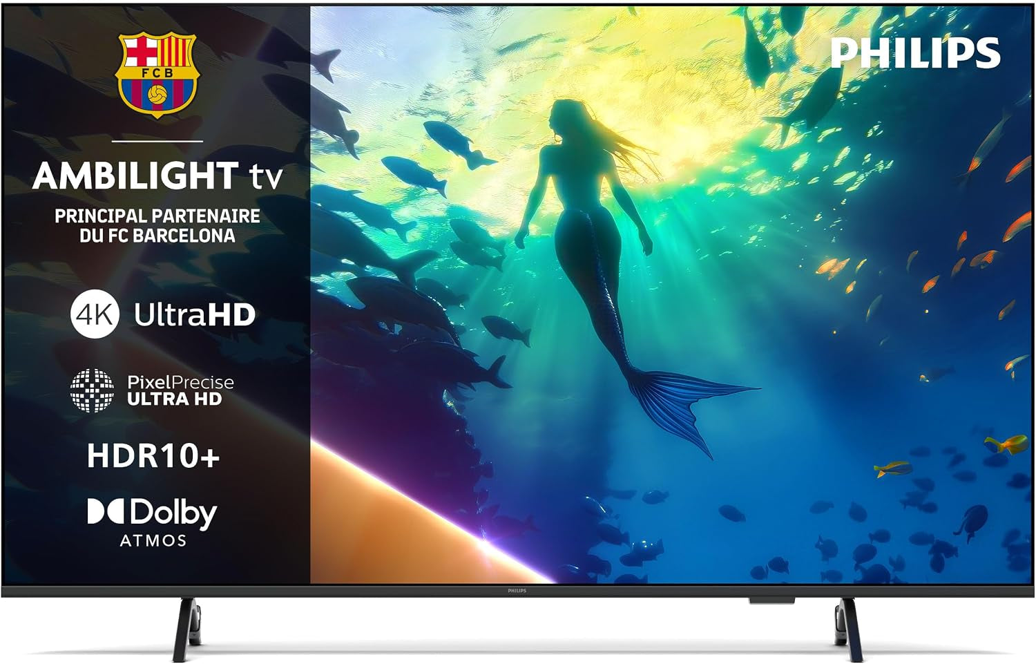 Philips Ambilight 55PUS8000 4K LED Smart TV - Écran 50 Pouces Avec Plateforme Pixel Precise Ultra HD, Titan OS Et Son Dolby Atmos, Compatible Alexa Et Assistant Vocal Google