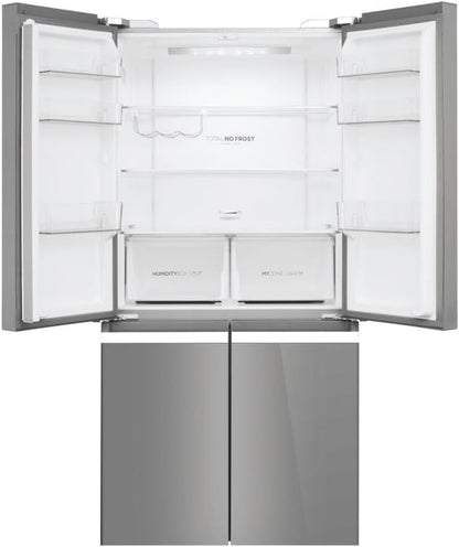 HTF-540DGG7 Réfrigérateur Combiné - Pose Libre, 528L, 4 Portes, Humidity Zone, Total No Frost Air Surround, My Zone Plus, Gris, Classe F