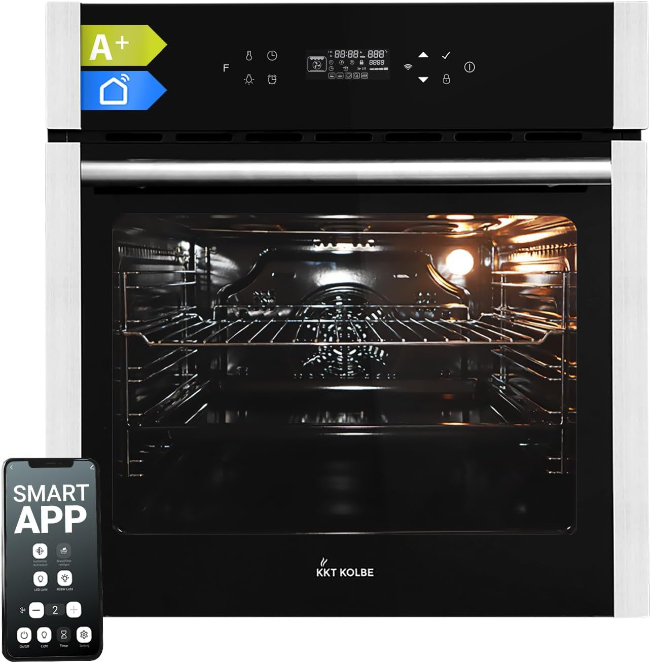 Four Encastrable 60 Cm | 70 L | 2,8 Kw | Fonction Pizza | Grill | Chaleur Tournante | Air Chaud | Minuterie Automatique | Contrôle Par Application Wifi | EB8313HC