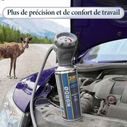 Nordo 5-En-1 – 5X Réfrigérant R134A 235 G Chaque Boîte Pour Climatisation Auto Avec Huile, Stop-Fuite, Traceur UV Et Déshydratant – Protège Le Compresseur