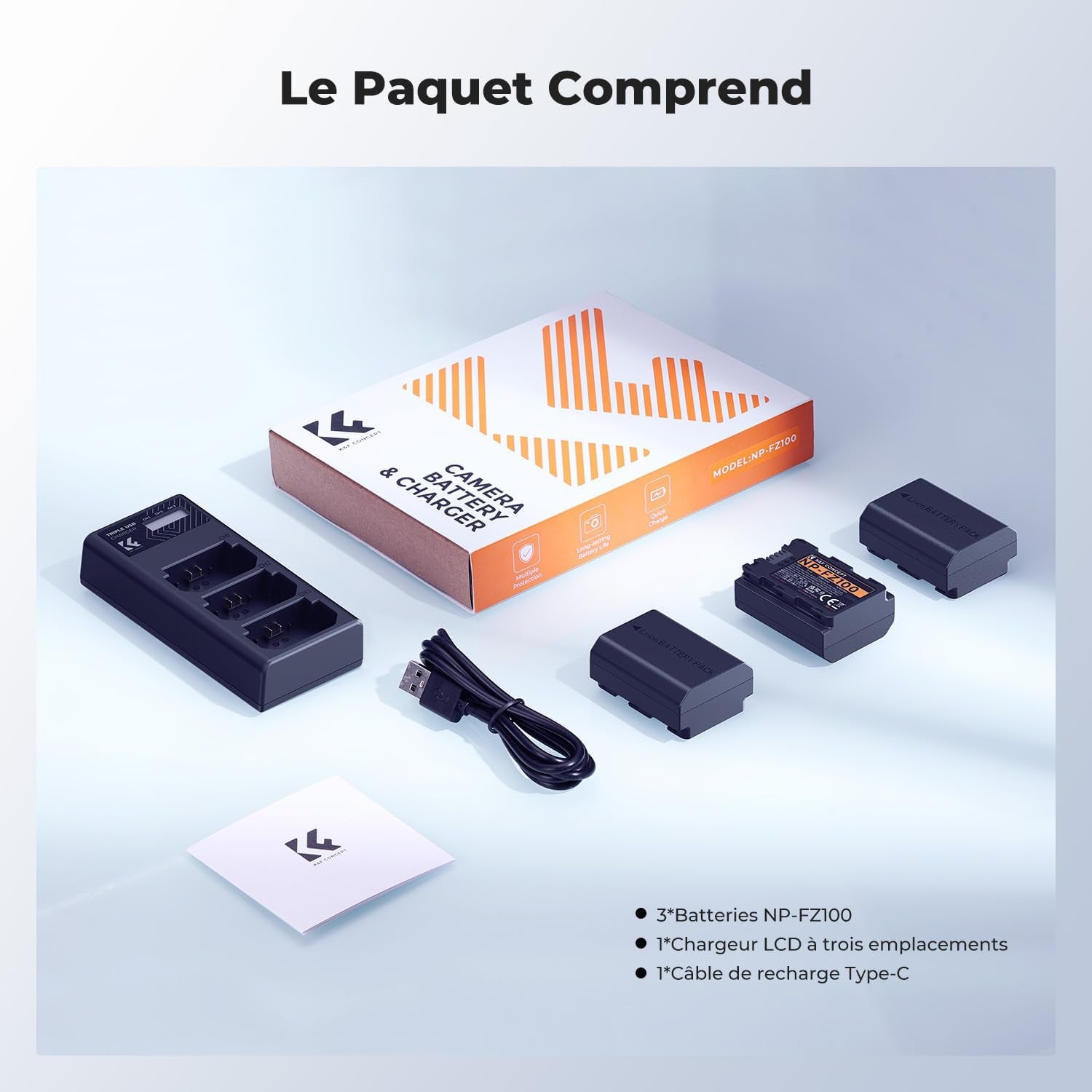 NP-FZ100 Batterie Et Chargeur À Trois Slot 3X 2280Mah Batterie | Batterie Pour Sony A6700, A7Iii, ZV-E1, A7Iv, A7C, FX3, FX30, A9, A6600, Zv-E10Ii, Alpha 9, A9S, A7R III, A7R IV, A7RV