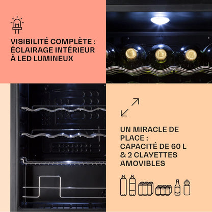 Mini Frigo De Chambre Et Bureau Pour Boisson, Silencieux, Refrigerateur Bar 60L, Pour Camping, Étagères Réglables, Ondulés Pour Le Vin, Cannette, Beer Fridge