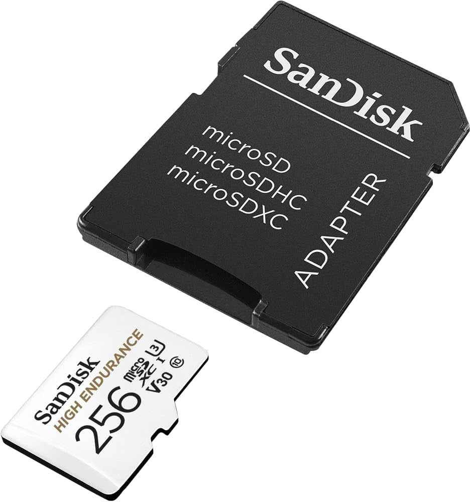 256 Go High Endurance Carte Microsdxc Pour Les Caméras IP Et Les Caméras Embarquées + Adaptateur SD Jusqu'À 20 000 Heures De Vidéo Full HD / 4K Jusqu'À 100 Mo/S UHS-I Class 10 U3 V30