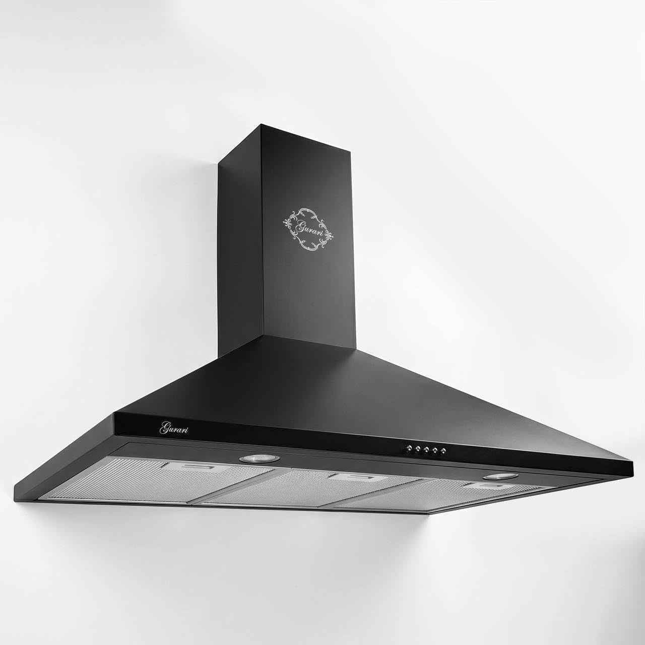 Hotte Aspirante 90 Cm GCH C 147 BL 9 N • Hotte Murale Noire • Moteur Puissant 1000 M³/H • Hotte Aspirante Et Recirculation • Éclairage LED • Filtre À Graisse Métallique • Hotte De Cuisine Noire