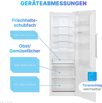 Bomann, Réfrigérateur Pour Compartiment Complet 355, Système Multiairflow : Circulation De L'Air Optimale Et Refroidissement Uniforme, VS7329, Blanc