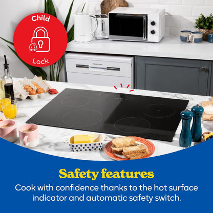 Plaque De Cuisson À Induction De 77 Cm Avec 4 Zones De Cuisson, Contrôle Tactile Coulissant, Minuterie De 99 Minutes, Fonction Boost, 9 Niveaux De Puissance, Puissance De 7000 W Et