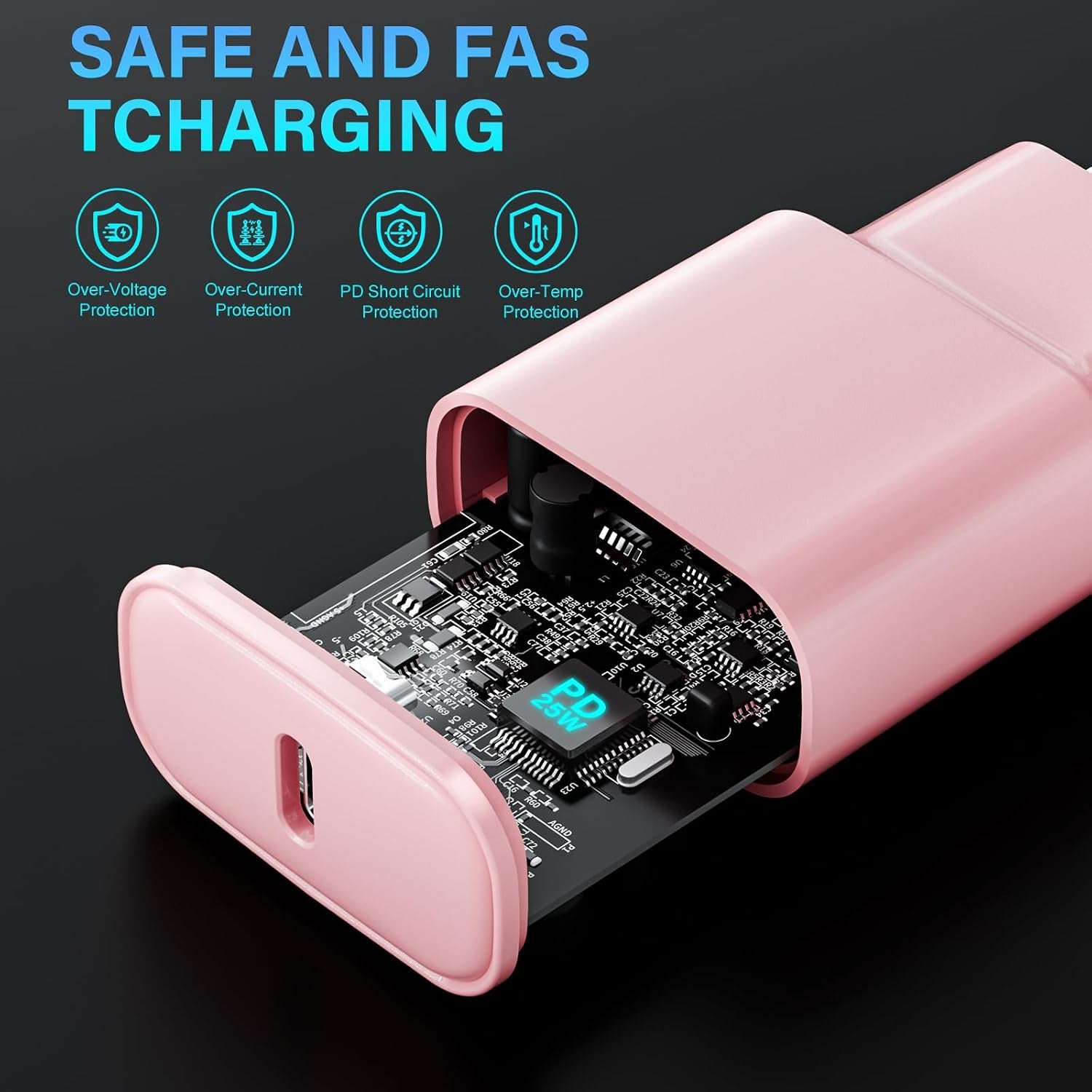 Chargeur Rapide Pour Iphone 14 13 12 11, Lot De 2 PD 3.0 Prise USB C Rose | Avec 2M Cable Lightning for Iphone 14/14Pro/13/13 Mini/13 Pro/13Pro Max/12/12Pro/12 Pro Max/11/11 Pro/ 11 Promax