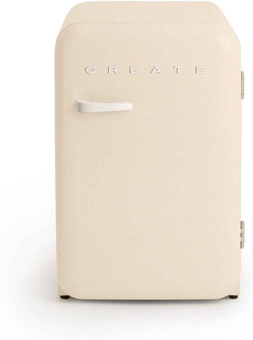 / RÉTRO FRIGO 83.5 Argent/Réfrigérateur Blanc Cassé Avec Poignée Blanc Cassé / 98W, Basse Consommation, 2 Étagères, Régulateur De Température, Porte-Bouteilles, 56X54X84Cm.