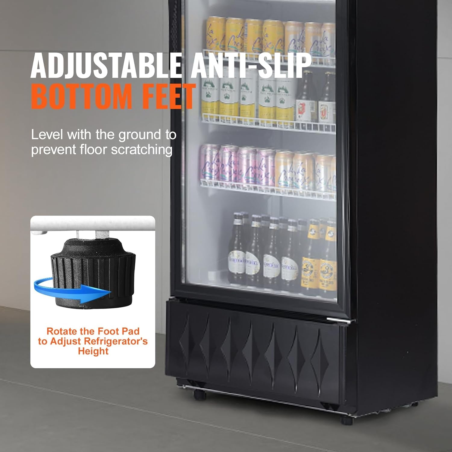 Réfrigerateur À Boissons Commercial 345 L Frigo Vitrine Température 0-10 ℃Armoire À Boisson Réfrigérée Avec 5 Étagères Réglables Et Caisson Lumineux Personnalisable Pour Magasin Supermarché Bar