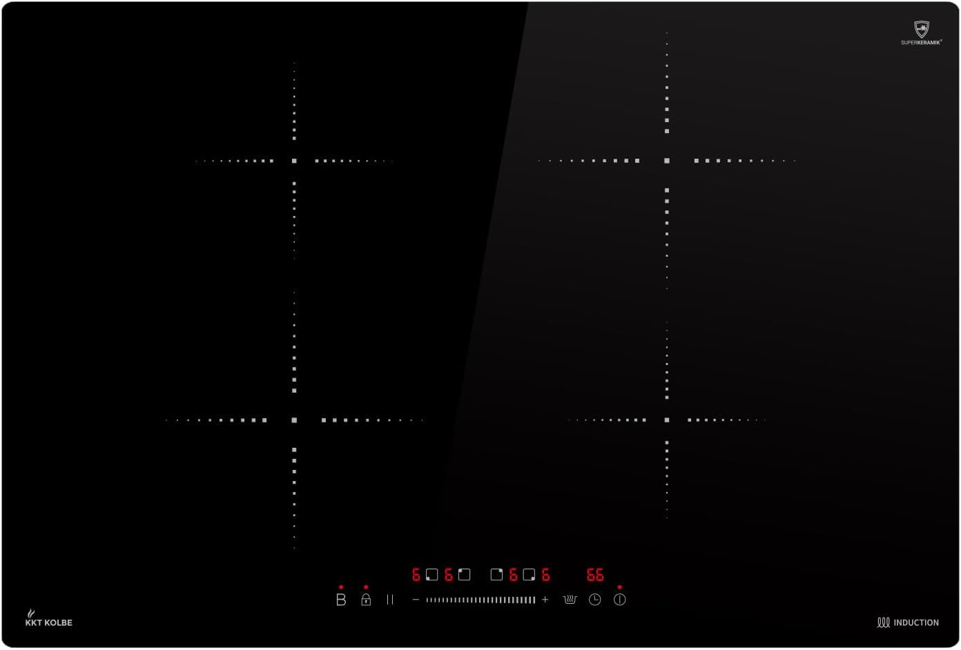 IH87704RL 77 Cm Induction Plate | Free-Standing Induction Plate | Frameless | 4 Zones | 9 Levels | 9 Levels | Fast Heating | Touch Slider | Shut-Off Timer