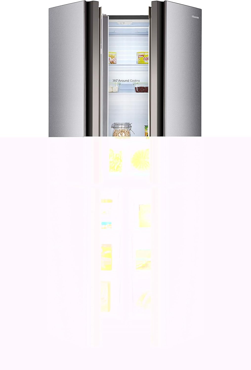 Hisense RQ515N4AC2 Frigo Américain Autoportante 427 L E Métallique, Argent