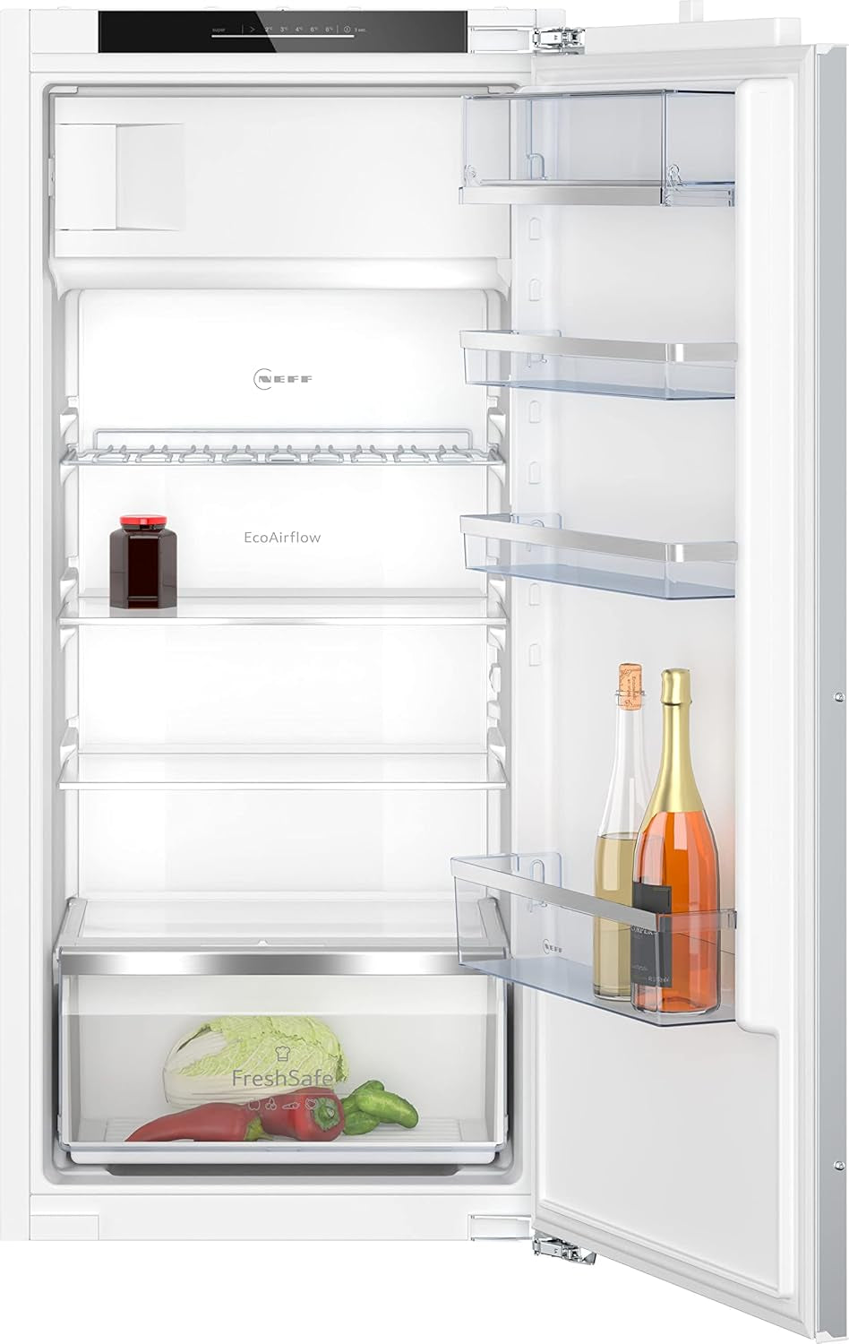 Neff KI2423DD1 Einbaukühlschrank Mit Gefrierfach, Nischenhöhe 122 Cm, Breite 56 Cm, 187 L, Festtürtechnik, LED Beleuchtung, Superkühlen