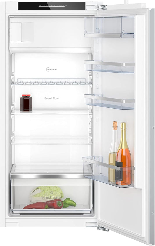 Neff KI2423DD1 Einbaukühlschrank Mit Gefrierfach, Nischenhöhe 122 Cm, Breite 56 Cm, 187 L, Festtürtechnik, LED Beleuchtung, Superkühlen