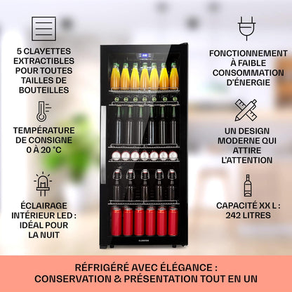 Mini Frigo De Chambre Et Bureau Pour Boisson, Petit Frigo Silencieux, Refrigerateur Mini Bar 242L, Petit Réfrigérateur Camping, Étagères Réglables Pour Le Vin, Cannette, Beer Fridge