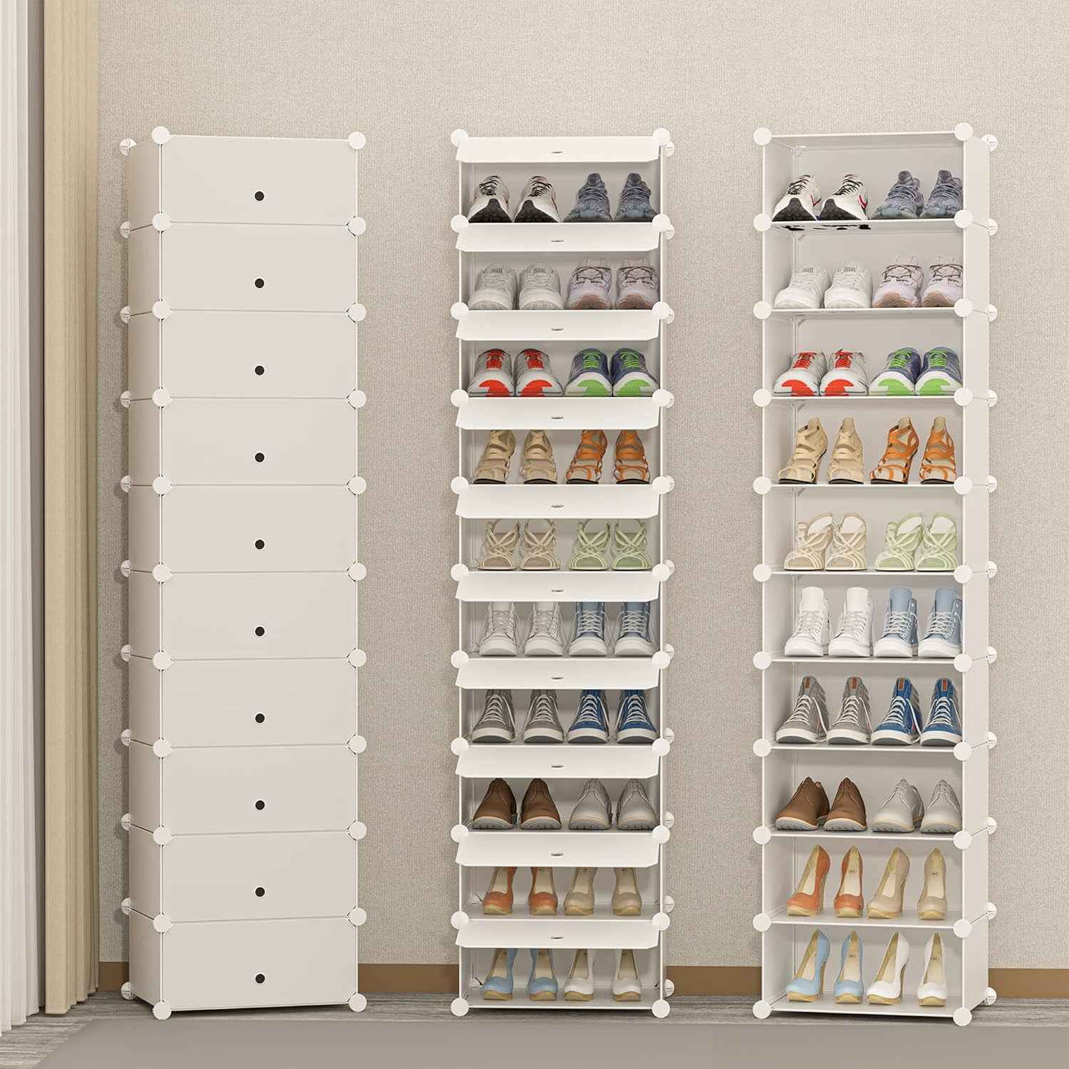 Meuble Chaussure, 10 Niveaux Meuble À Chaussure, Etagere Chaussure | Pour 20 Paires De Chaussures, Rangement Chaussure Chaussure Entree Pour Entrées, Chambres Et Couloirs, Blanc