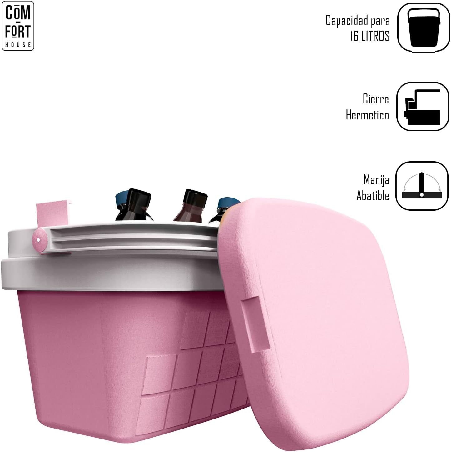 - Réfrigérateur Portable Avec Poignée Rigide - Porte-Nourriture Pour Camping, Plage, Camping - Réfrigérateur Rose - Capacité 16L