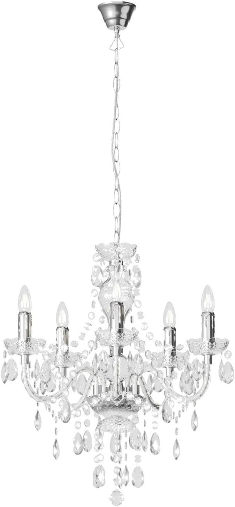 Lustre Merida À Intensité Variable (Antique, Classic) En Transparent E. A. Pour Salon & Salle Manger (À 5 Lampes E14) Suspension Suspension Lustre Lampe Plafonnier