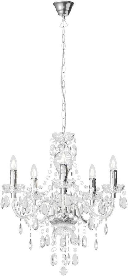 Lustre Merida À Intensité Variable (Antique, Classic) En Transparent E. A. Pour Salon & Salle Manger (À 5 Lampes E14) Suspension Suspension Lustre Lampe Plafonnier