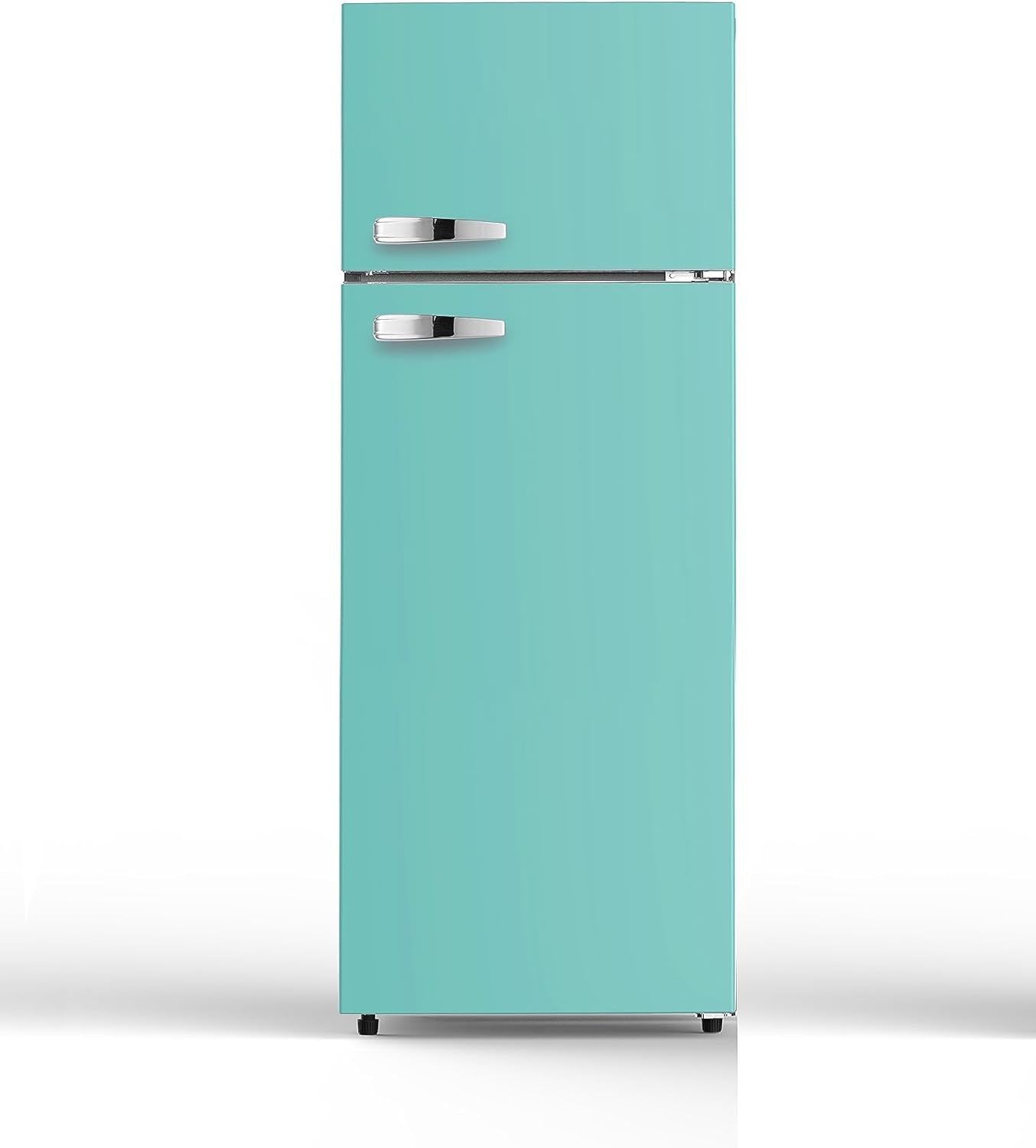 PKM GK210-2 LB Stand Retro Kühl-Gefriekombination, 54 Cm Breit, 206 L, Regelbares Thermostat, LED Beleuchtung, Hellblau