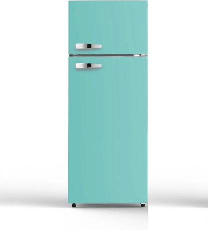 PKM GK210-2 LB Stand Retro Kühl-Gefriekombination, 54 Cm Breit, 206 L, Regelbares Thermostat, LED Beleuchtung, Hellblau