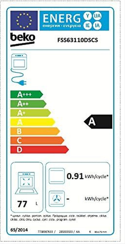 Beko FSS63110DWCS Autonome Combi a Blanc Four Et Cuisinière - Fours Et Cuisinières (Cuisinière, Blanc, Rotatif, Devant, Combi, Acier Émaillé)