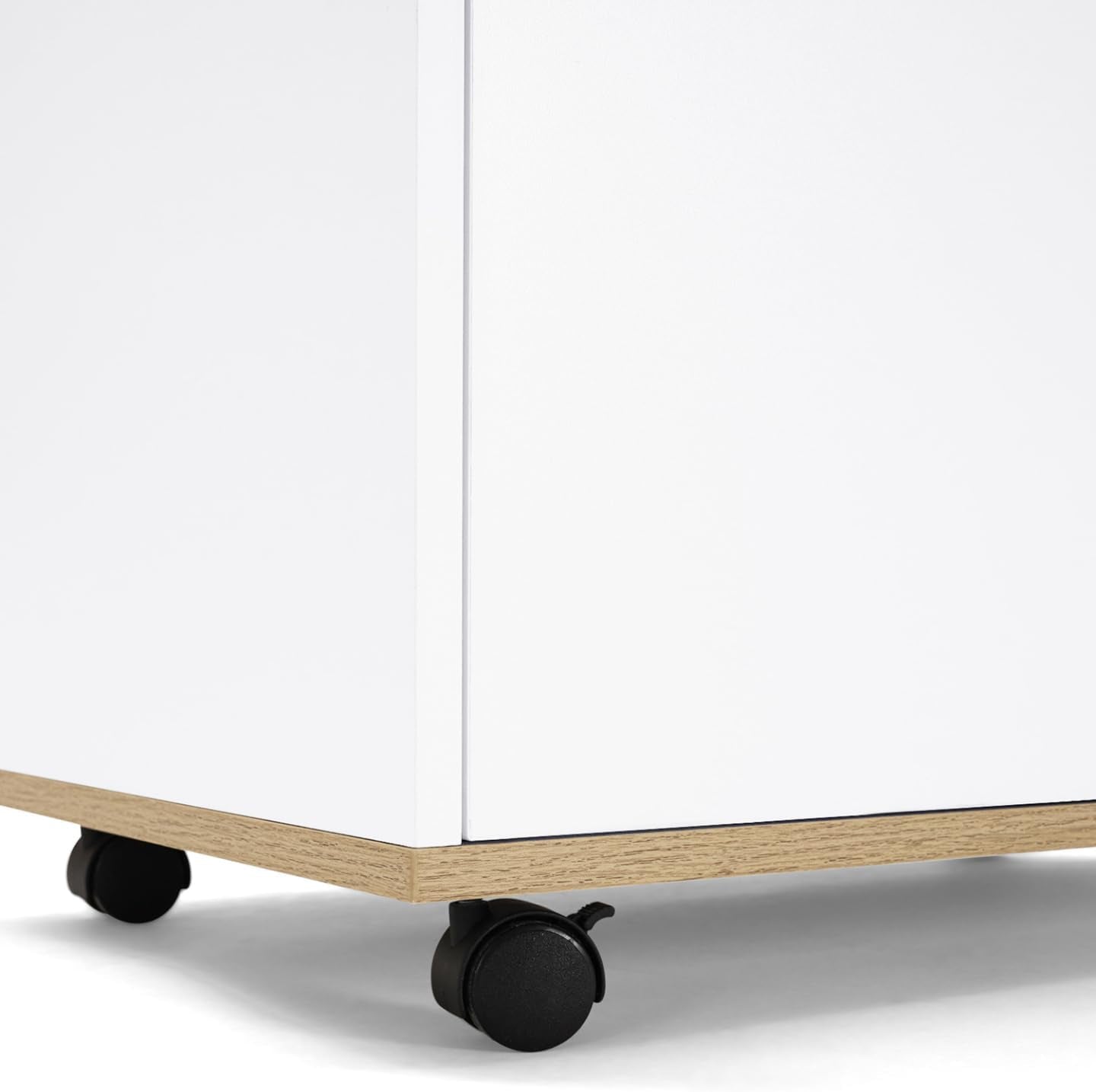 - Desserte De Cuisine Cosy Blanc Et Bois | Avec Placard Et Tiroir, L. 60 Cm