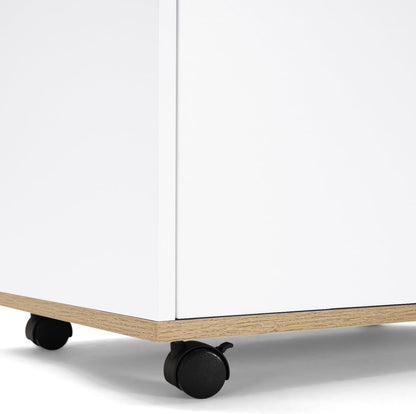 - Desserte De Cuisine Cosy Blanc Et Bois | Avec Placard Et Tiroir, L. 60 Cm