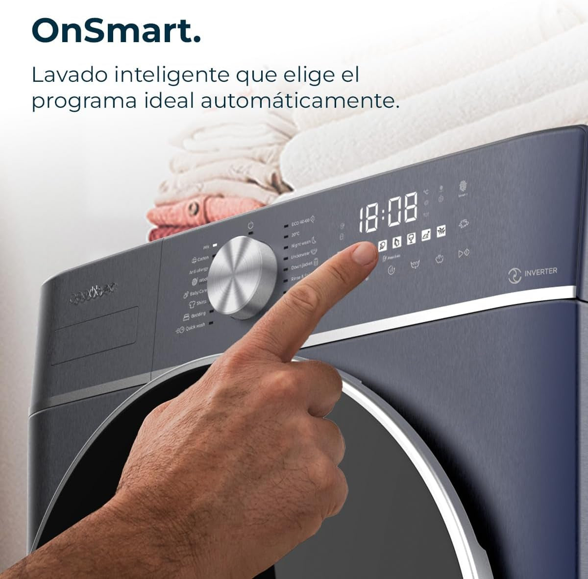Lave Linge Frontal Bolero Dresscode 7150 Inverter A, Machine À Laver 7 Kg, 1400 Tr,Min, 12 Programmes, Classe A, Inverter Plus, Steam Max, Drum Clean, Départ Différé, Sécurité Enfant
