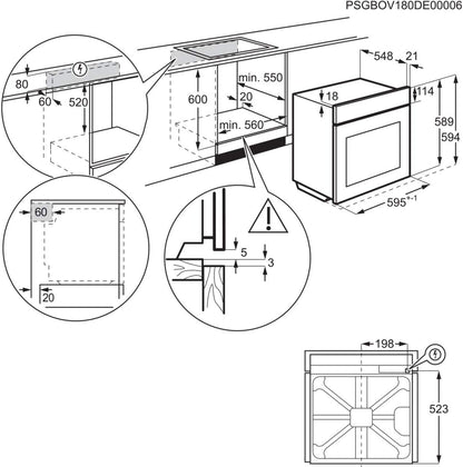 BPS335061M Four Encastrable/Pyrolyse Auto-Nettoyage/Série 6000 Air Chaud Annulaire : Résultats De Cuisson Homogènes Sur 3 Niveaux / 45 Programmes Automatiques/Écran Tactile Led/Chauffage