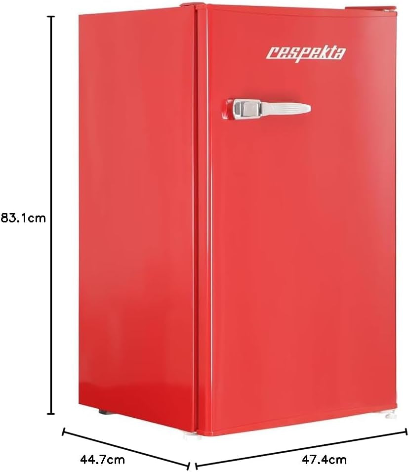Réfrigérateur Rétro Avec Congélateur Respekta/Rouge / 83,1 X 47,4 Cm / 90 L De Volume Utile/Pieds Réglables En Hauteur/Avec Ouvre-Bouteille Sur Le Côté / KG83R-37