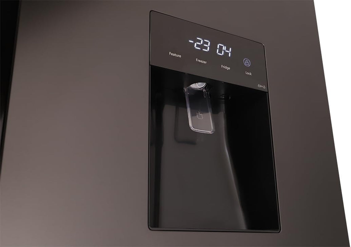 Respekta Réfrigérateur-Congélateur Côte À Côte Avec Distributeur D'Eau En Acier Noir AC178BSWS-18 / H:178 Cm, L:91 Cm/Compartiment Réfrigérateur De 326 L, Congélateur De 174 L, No Frost