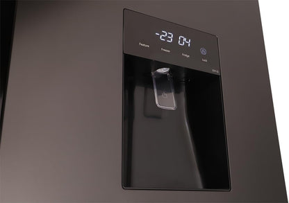 Respekta Réfrigérateur-Congélateur Côte À Côte Avec Distributeur D'Eau En Acier Noir AC178BSWS-18 / H:178 Cm, L:91 Cm/Compartiment Réfrigérateur De 326 L, Congélateur De 174 L, No Frost