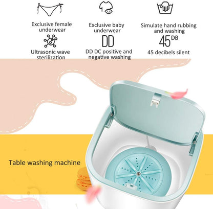 DUOCACL Mini Machine À Laver Turbo Portable Laveuse Ultrasonique Alimentée Par USB Pour La Lessive De Voyage Camping Voyage D'Affaires À Domicile Et La Lessive Des Enfants