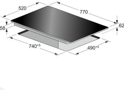 EH 6355 Elfem Four Encastré Électrique 67L + KCT 7795 Elfem Plaque De Cuisson À Induction 77 Cm - Ivory/Luxe/Rétro/8 Fonctions/Autosuffisant