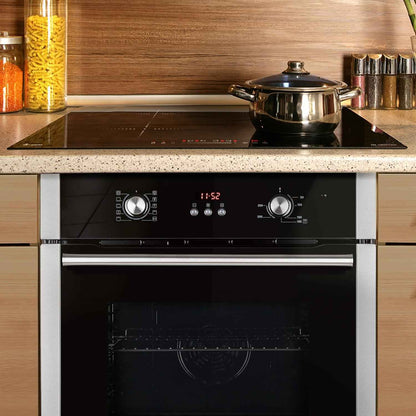 Cuisinière: 60Cm Four Encastrable BO8805SS + 77Cm Plaque Induction IH87704RL | Gril | Air Chaud | Timer Automatique | Double Vitrage D'Isolation Thermique | Sécurité Enfant | SET8805IH877RL