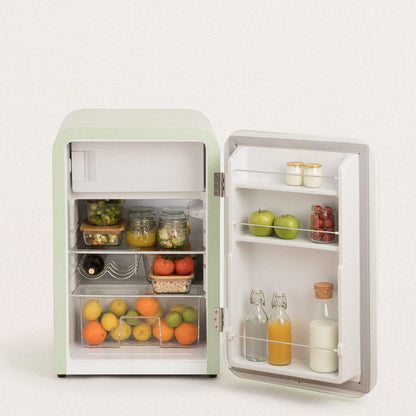 / RETRO FRIDGE 83.5 Wood/Réfrigérateur Vert Avec Poignée Bois/Pratique Et Fonctionnel, Matériaux Résistants