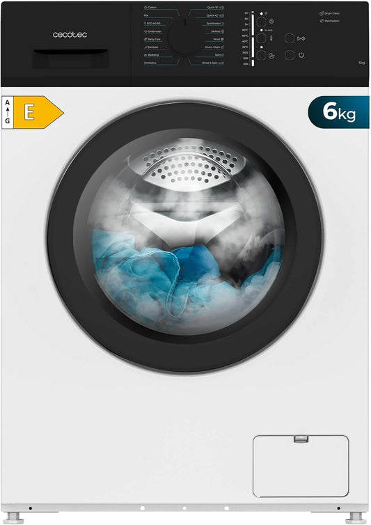 Lave-Linge 6 Kg Bolero Dresscode 620 E. Chargement Frontal, 1000 RPM, Faible Consommation D'Énergie, Drumclean, 15 Programmes, Kidlock, Prewash, Stérilisation 60ºc, Prrogramme Rapide 15'