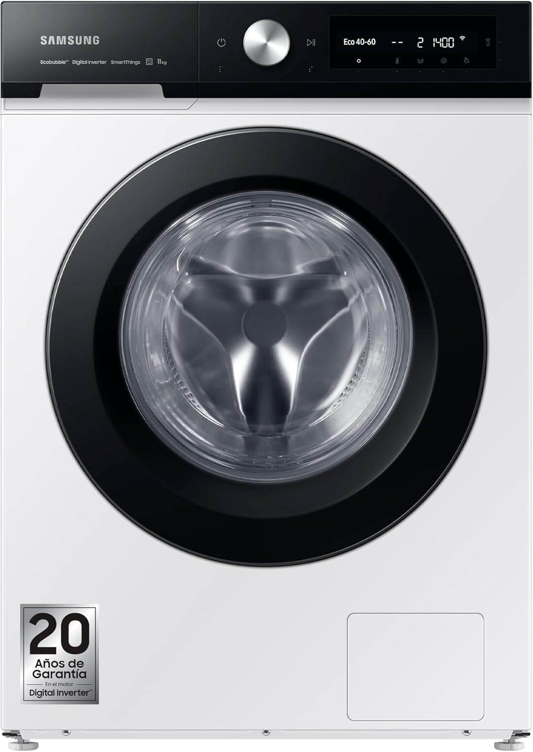 Machine À Laver Avec Technologie Spacemax™, 11 Kg, 1 400 Tr/Min, Efficacité Énergétique A, Intelligence Artificielle Et Smartthings™, AI Ecobubble, Doseur Automatique, Programmes De Vapeur,