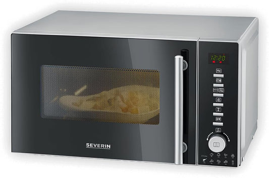 Four À Micro-Ondes 20 L, 1 350 W, Avec Fonction Gril Et Chaleur Tournante, Avec 10 Niveaux De Puissance, Minuteur 95 Min, Plateau Tournant, Noir/Inox, MW 7773