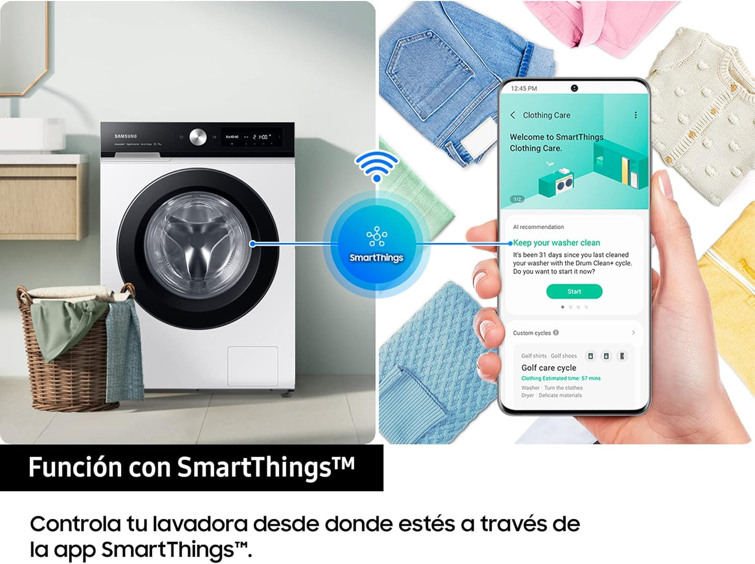 Machine À Laver Avec Technologie Spacemax™, 11 Kg, 1 400 Tr/Min, Efficacité Énergétique A, Intelligence Artificielle Et Smartthings™, AI Ecobubble, Doseur Automatique, Programmes De Vapeur,