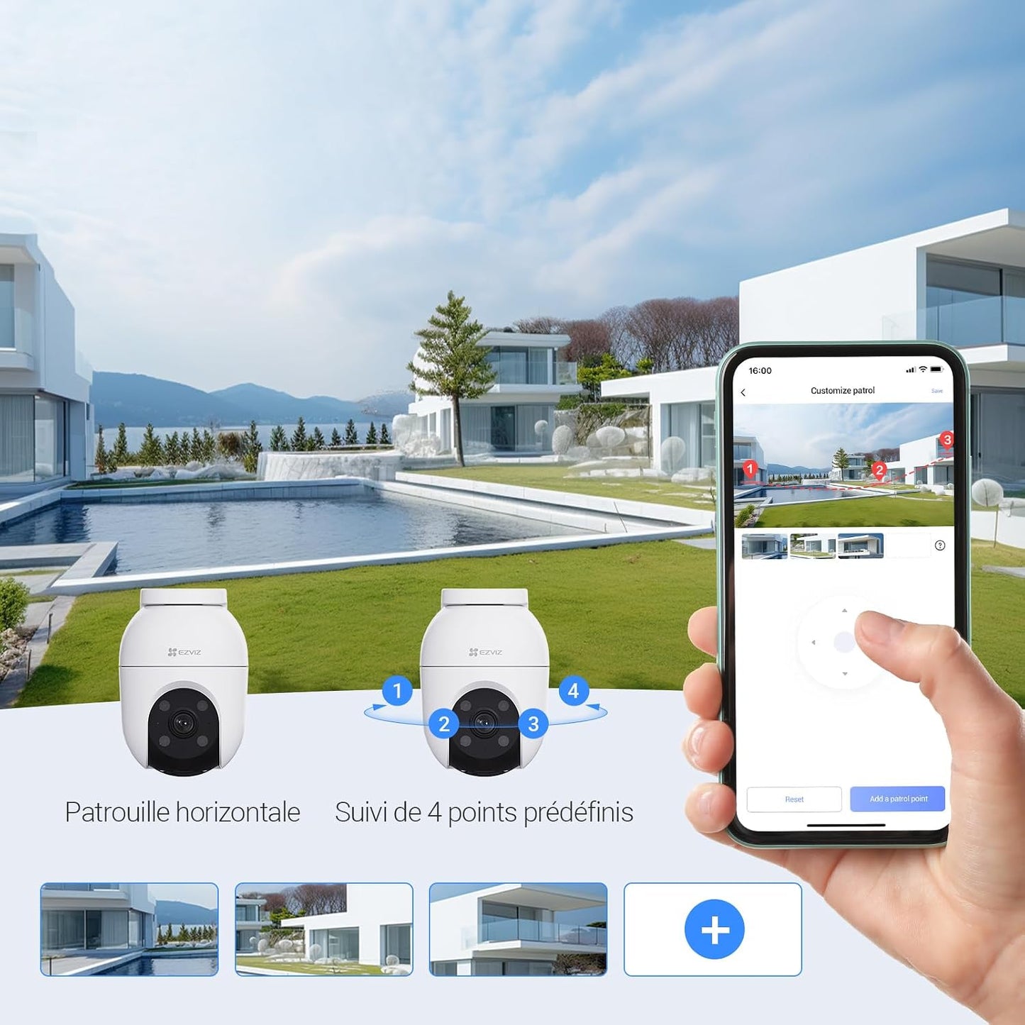 4K(8MP) Caméra Extérieur Wifi À 360° C8C 4K 4Mm | Détection Humaine, Vision Nocturne En Couleur, Suivi Auto-Zoom, Audio Bidirectionnel, IP65 Etanche, Défense Active