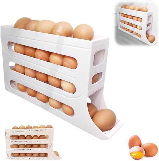 Distributeur À Œufs Incliné À 4 Niveaux Pour Réfrigérateur, Multifonction, Peu Encombrant, Grande Capacité (Blanc)