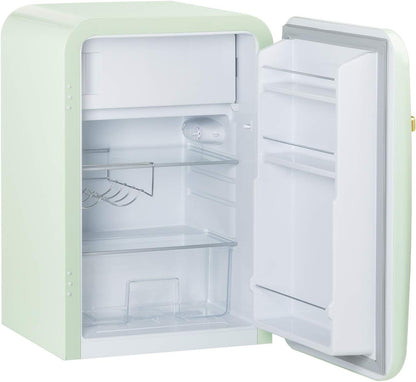 / RETRO FRIDGE 83.5 Gold/Réfrigérateur Vert Avec Poignée Or/Pratique Et Fonctionnel, Matériaux Résistants