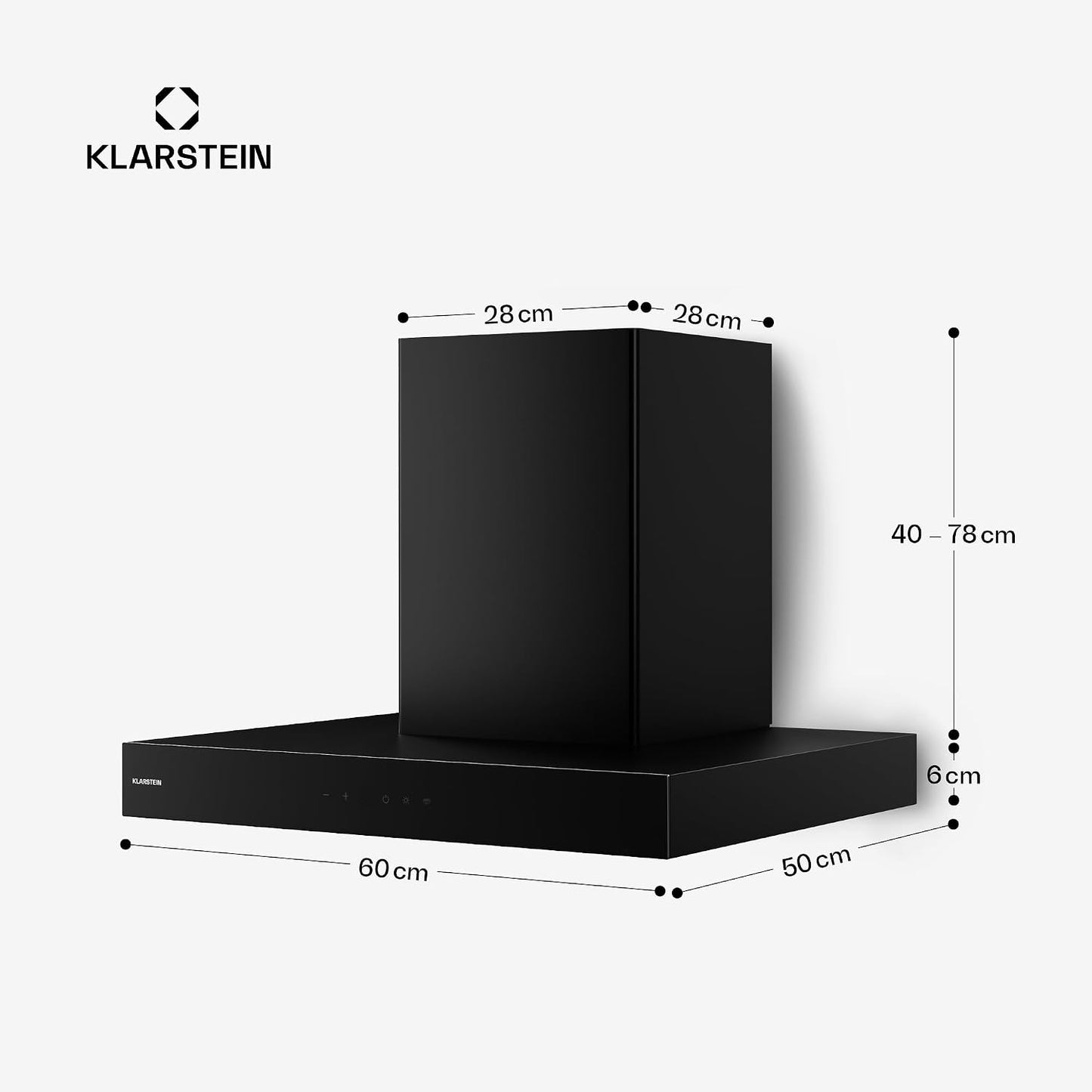 Vapura Hotte Murale – Extraction 609 M³/H, Capteur De Chaleur, Commandes Tactiles, Éclairage LED, Classe Énergétique A++