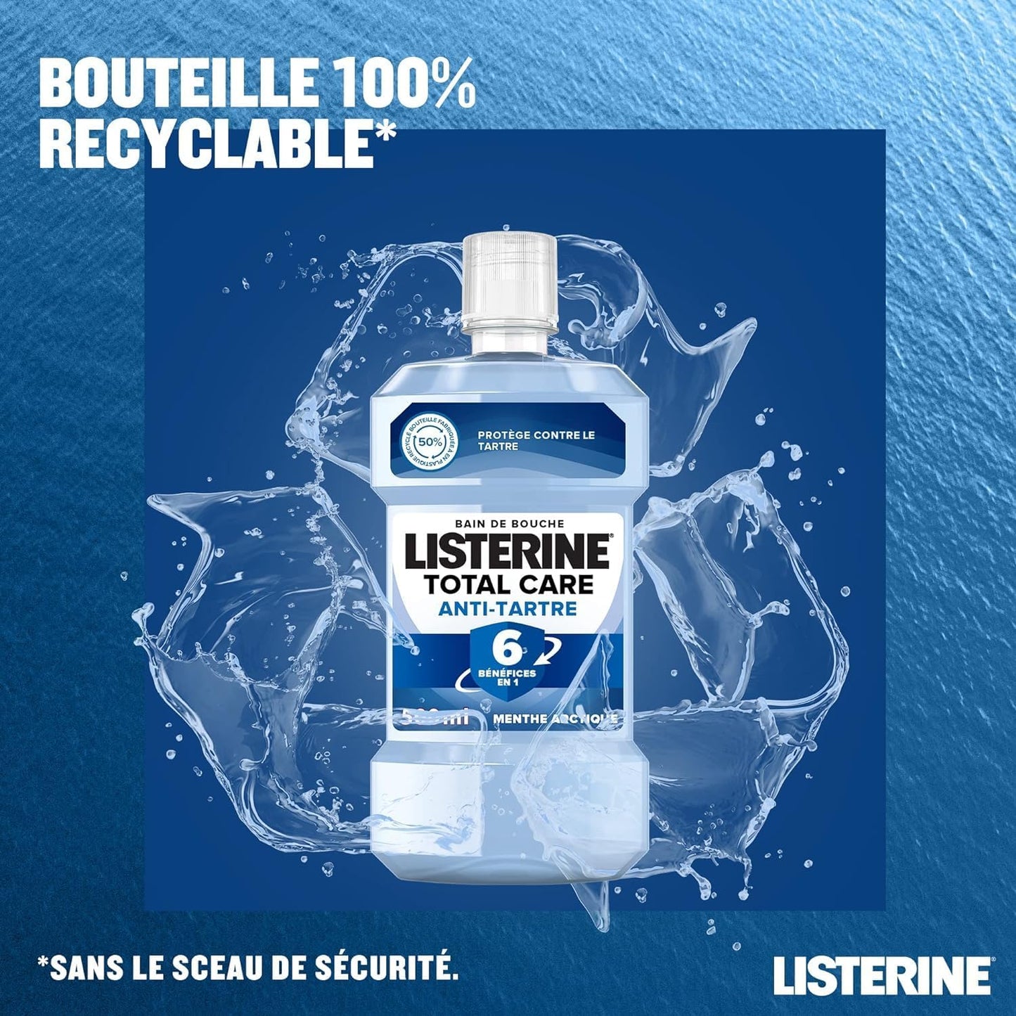 - Bain De Bouche Total Care Anti-Tartre (Bouteille De 500 Ml) – Formule Complète 6 Bénéfices En 1 Contre La Formation De Tartre – Goût Menthe Arctique Pour Une Haleine Fraîche