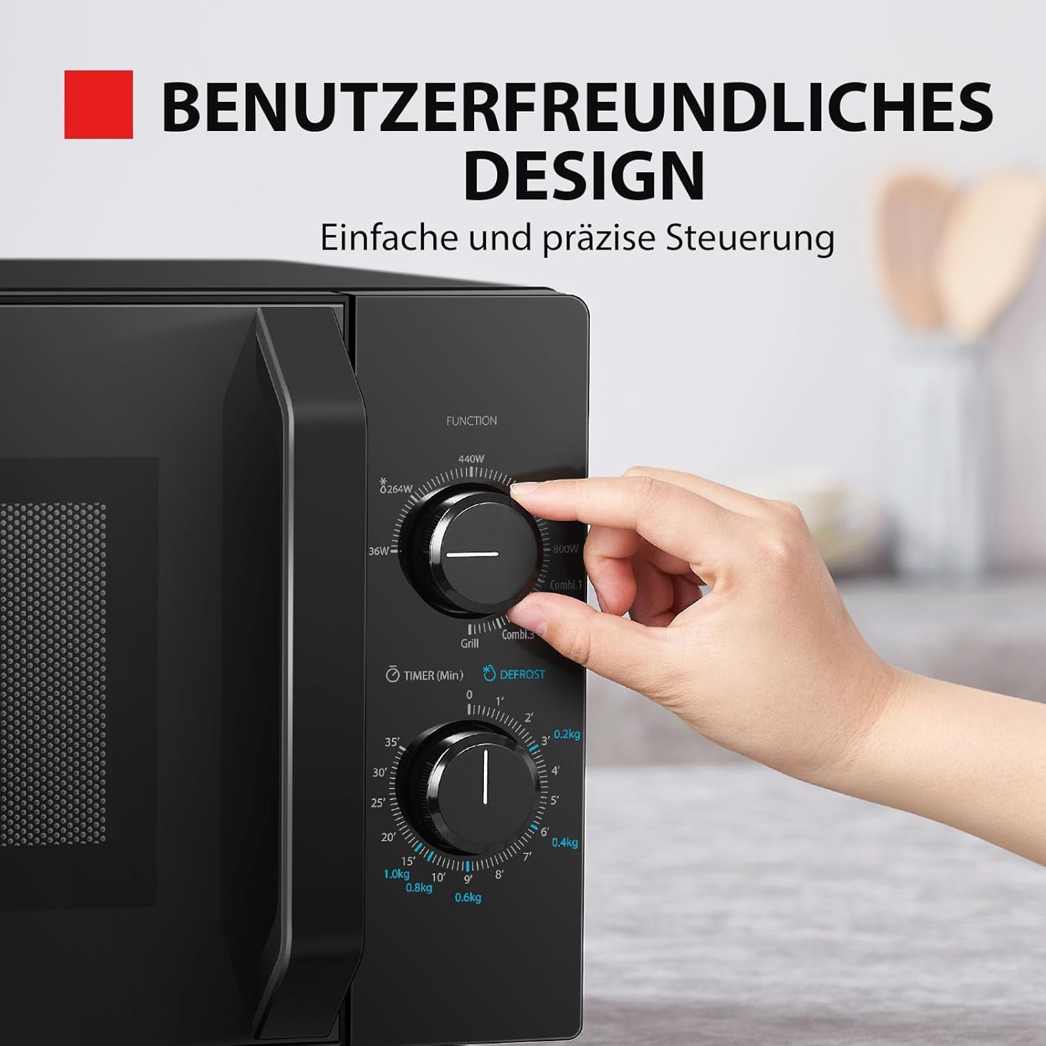 Micro-Ondes Solo 20L MW2-MM20PF(BK), Micro-Ondes Sur Pied, 800W, 5 Niveaux De Puissance, Avec Décongélation Facile, Éclairage LED À L'Intérieur, Noir