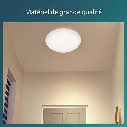 Lighting Plafonnier LED Shan 12W Avec Détecteur De Mouvement, Éclairage Blanc Froid 4000K, Blanc